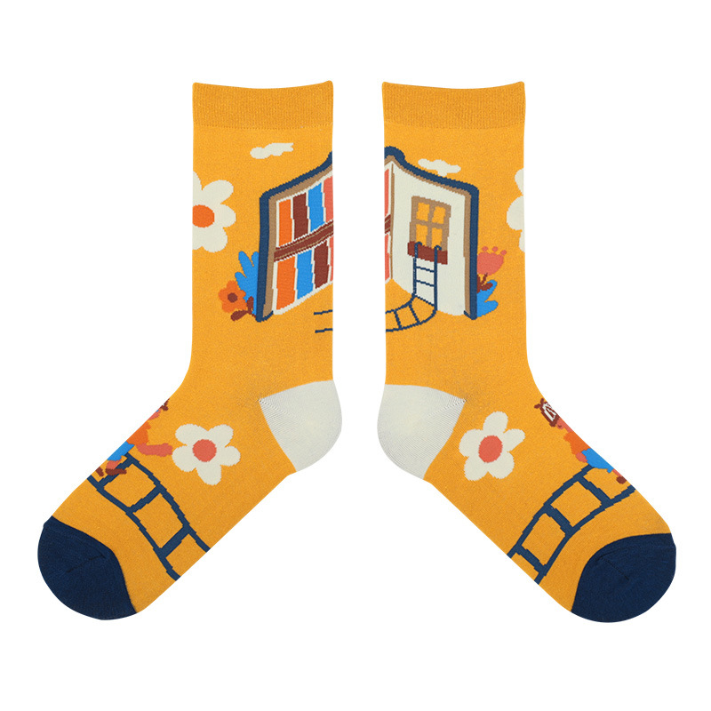 Spring 2020 New Cotton Socks Female Socks Female Personality I Love Learning Series Crew Socks Women